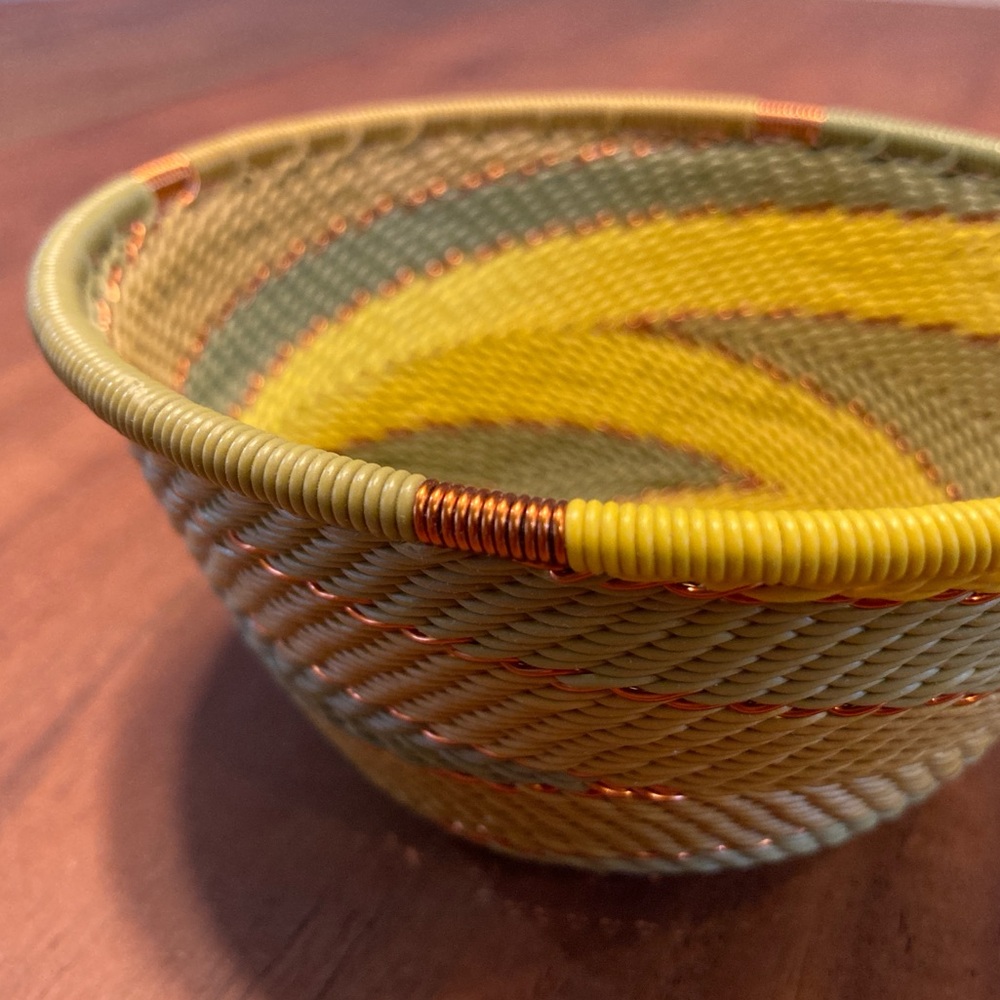 Handcrafted Wire Woven Bowl or Basket from South Africa